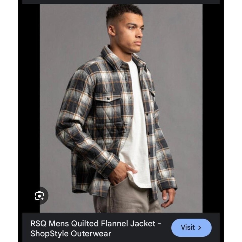 RSQ Classic‎ American Quilted Flannel Jacket Plaid Snap Front Shirt Jacket S NWT